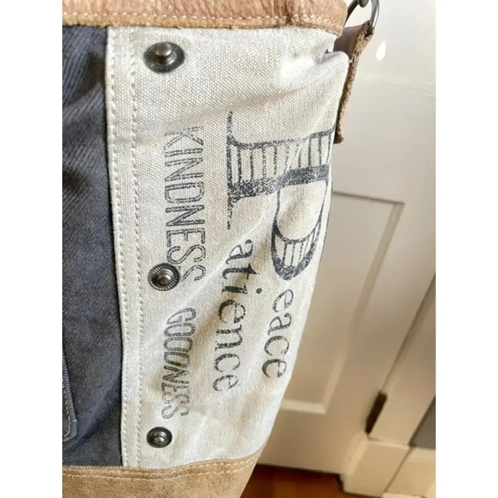 Myra Bag Canvas & Leather Crossbody Shoulder Bag Boho Western Farmhouse Tote